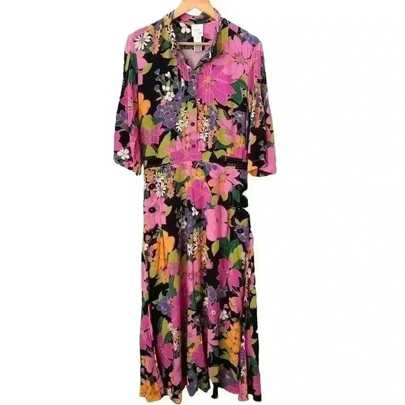 Patou Dresses & Skirts - Patou Floral Maxi Dress SZ Large 42 Boho Festival Retro Luxury Designer Hippie
